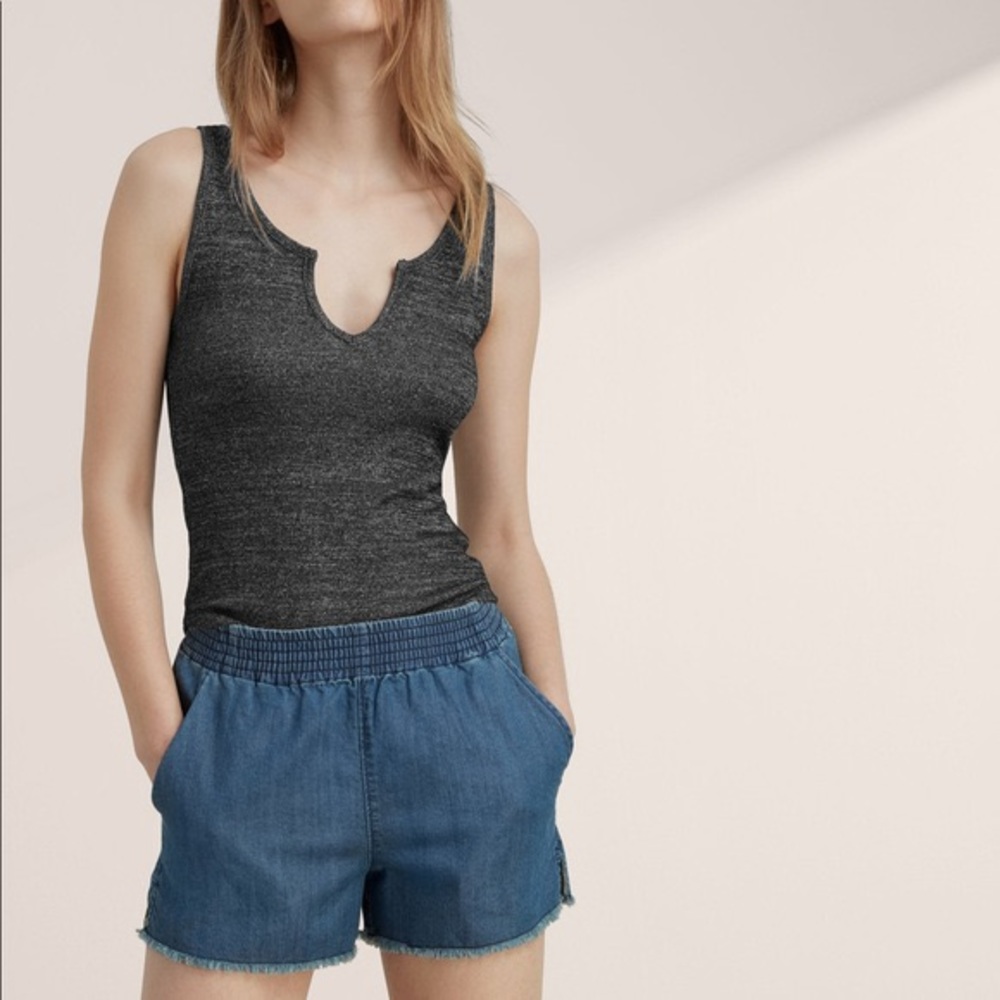 Aritzia Charcoal Gray Notch-Neck Tank Top